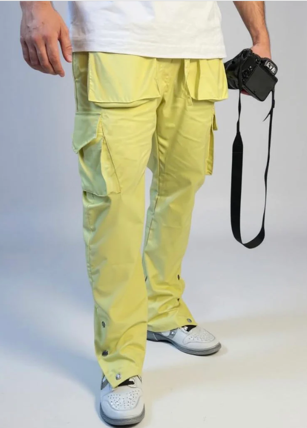 Pantalon Cargo Jaune – Maison du Hype, Coupe Regular