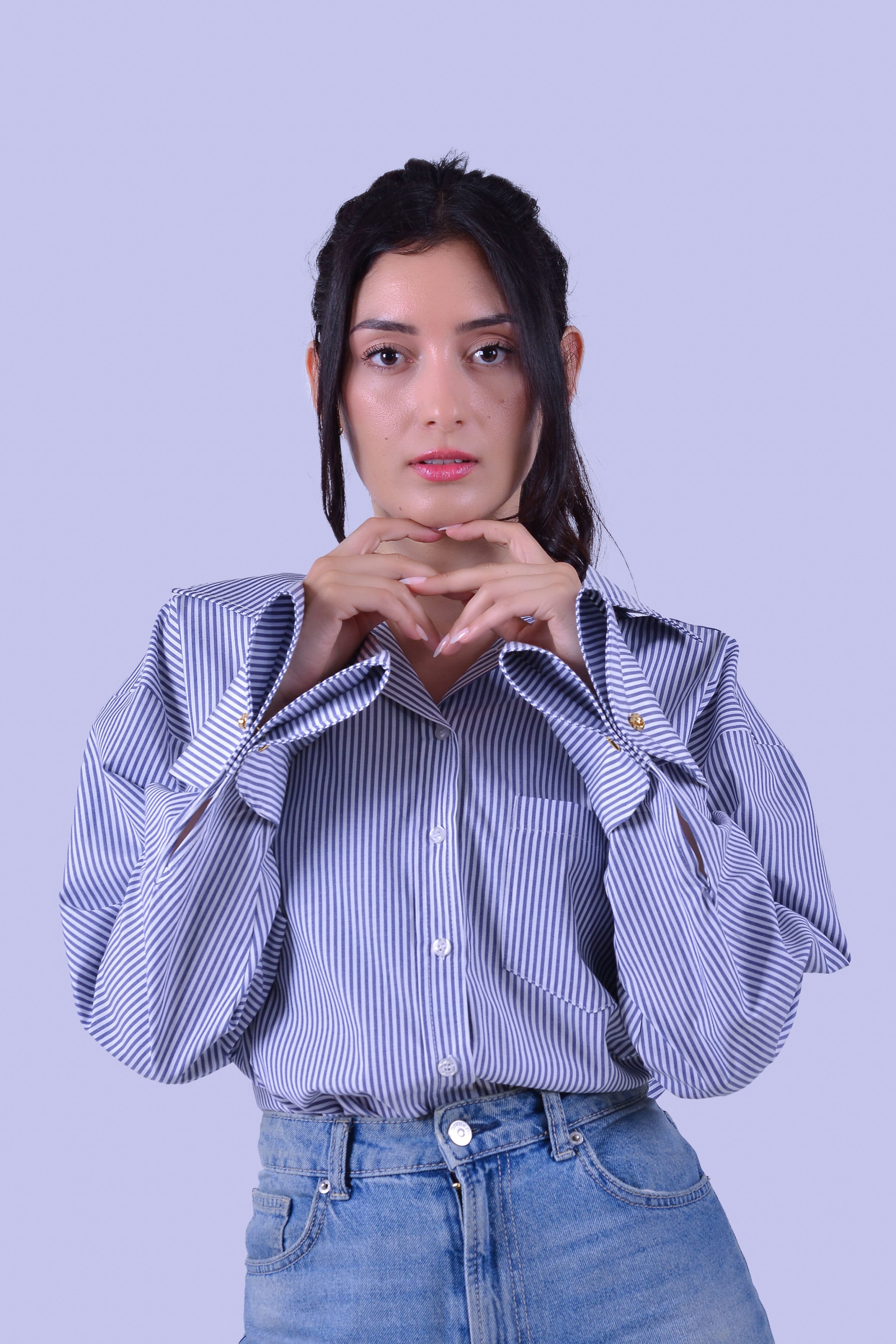 Chemise oversize rayée bleu – Modèle Seoul