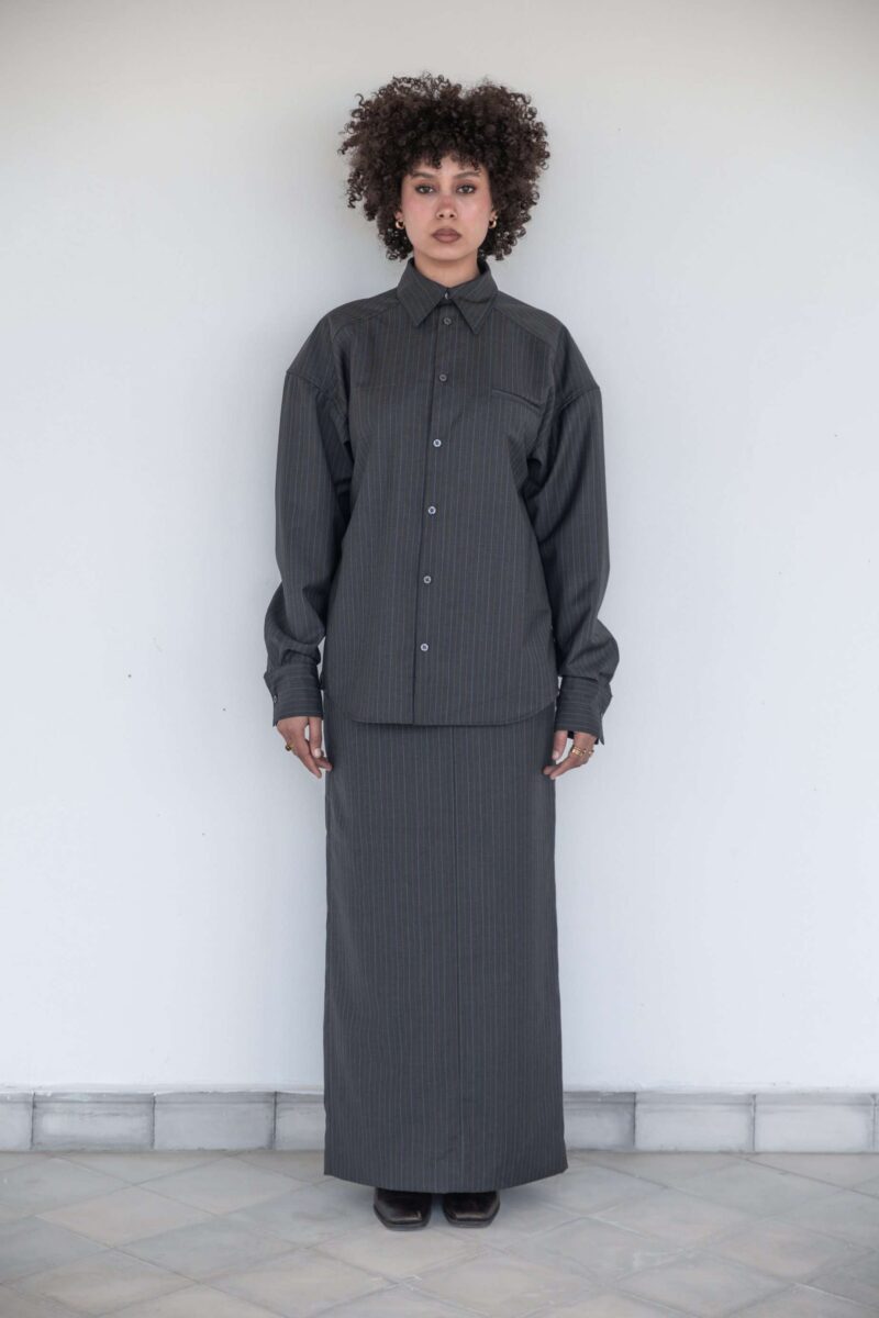 Chemise en laine grise légère – coupe oversize