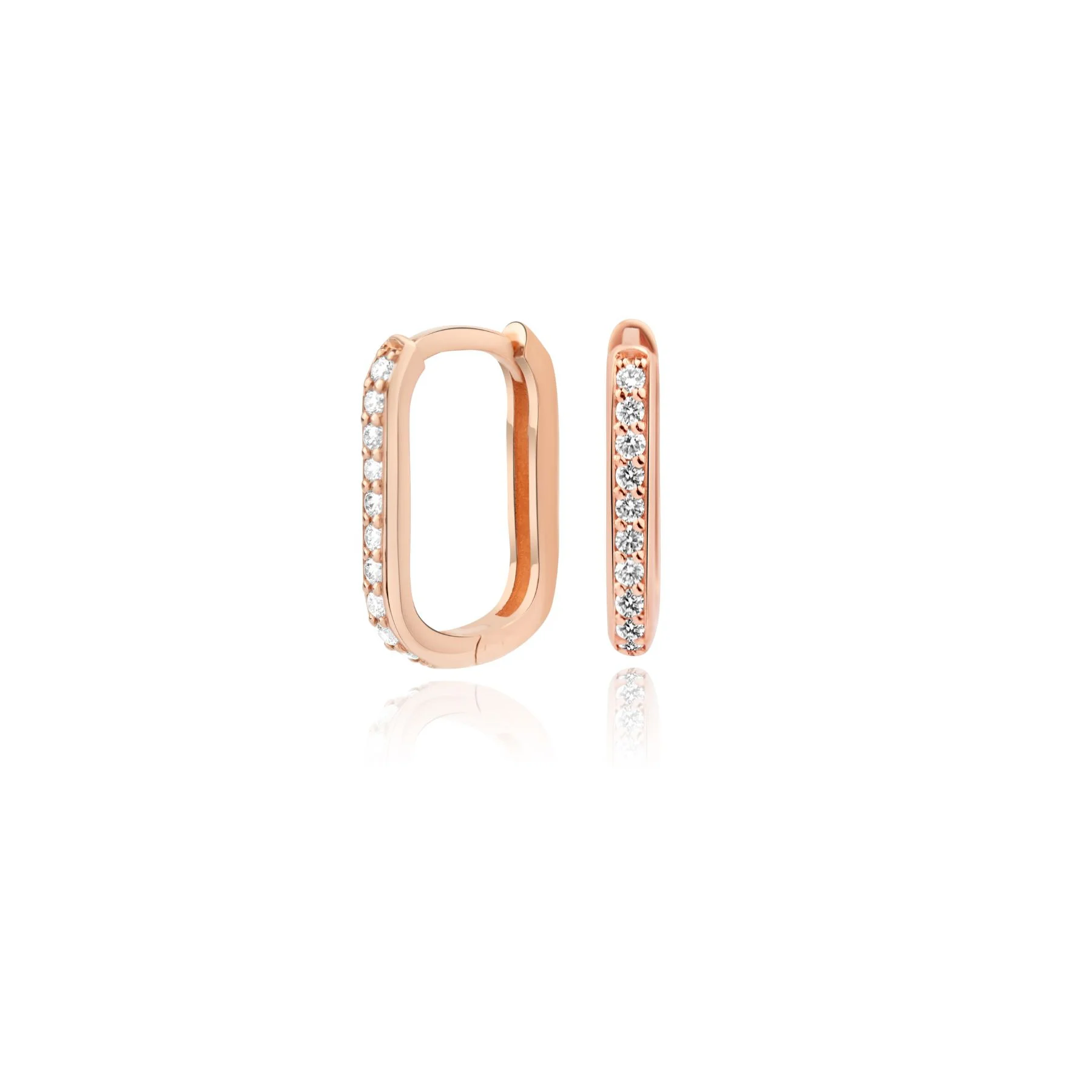 Créoles ovales Or rose et diamants 0.20cts