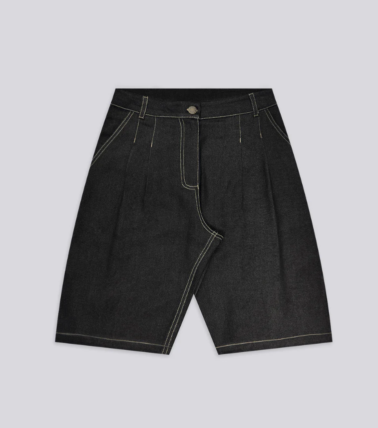 Shorts en Jean Plissé – Coloris Dark Sand