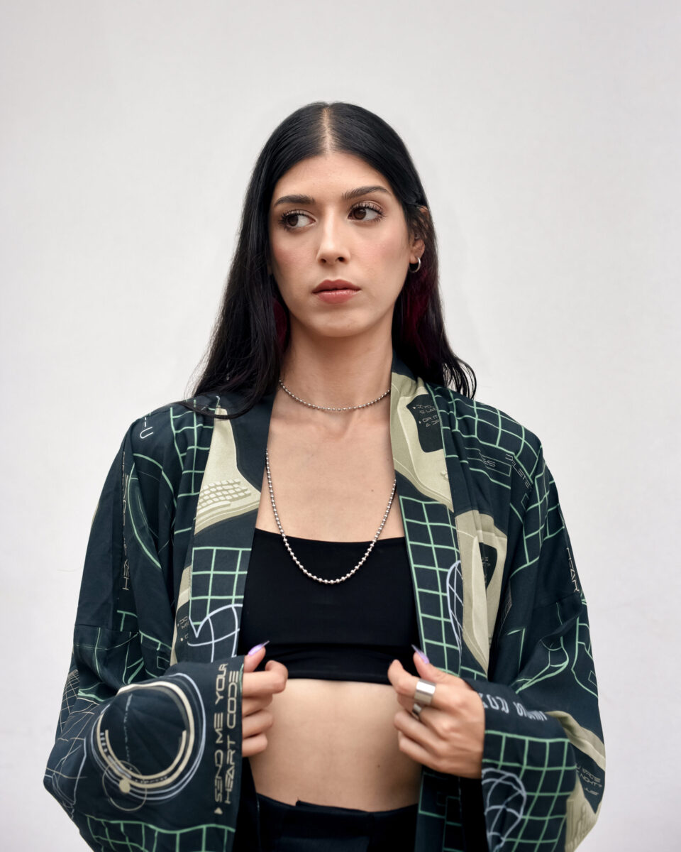 KIMONO réversible Imprimé et Noir