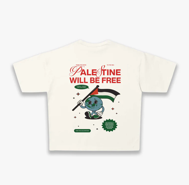 T-shirt Oversize Off-White – “Palestine Will Be Free”